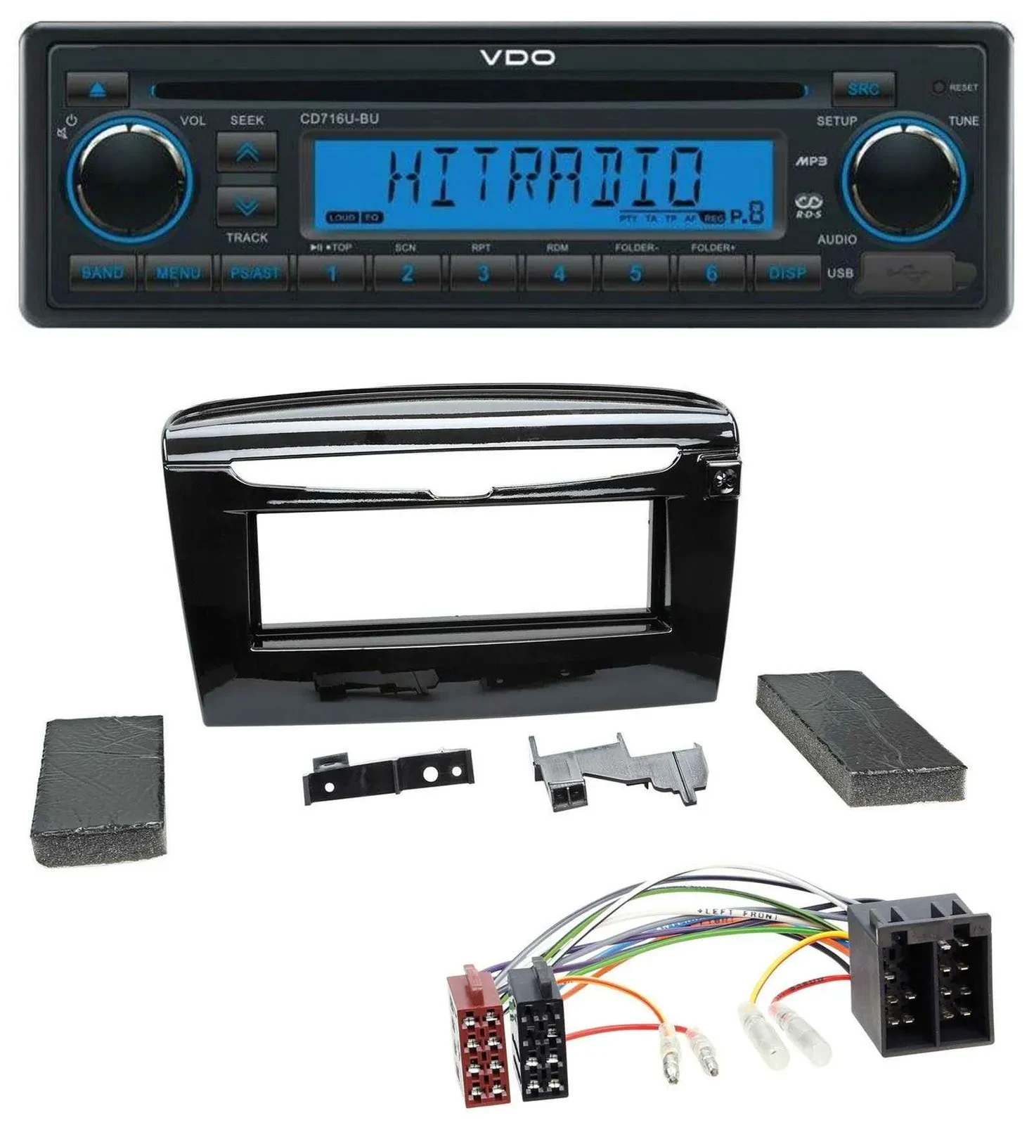 VDO AUX MP3 1DIN CD USB Autoradio für Lancia Y ab 12 schwarz glänzend