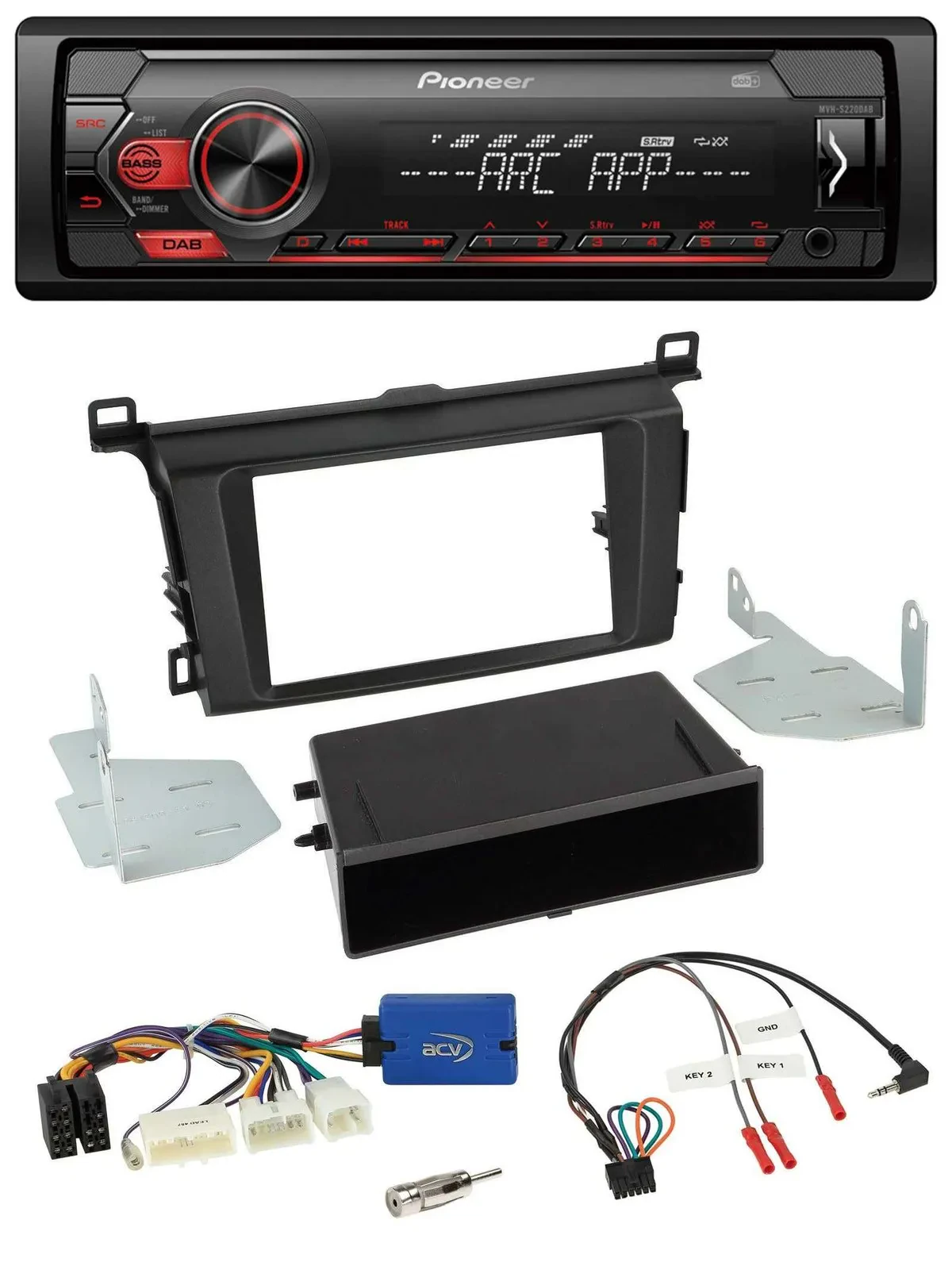 Автомагнитола Pioneer 1DIN DAB USB MP3 для Toyota RAV4 (с 2013) с поддержкой кнопок на руле