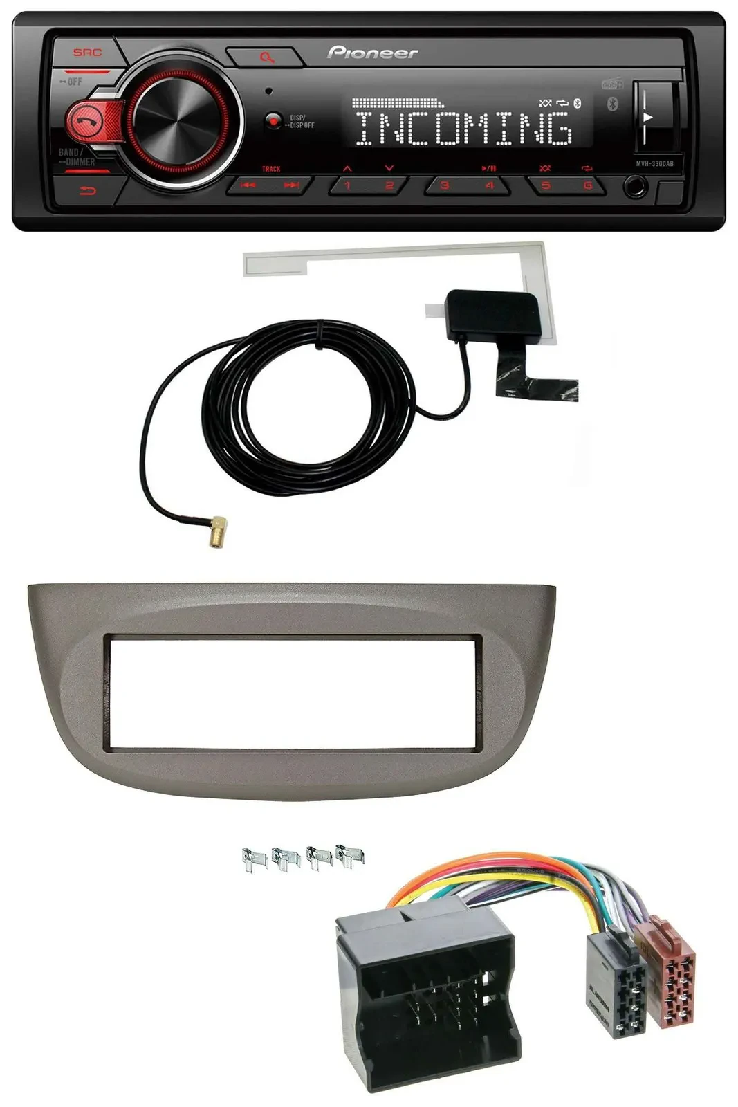 Автомагнитола Pioneer для Renault Twingo (2007–2014) Bluetooth, DAB, USB, MP3, бежево-серый