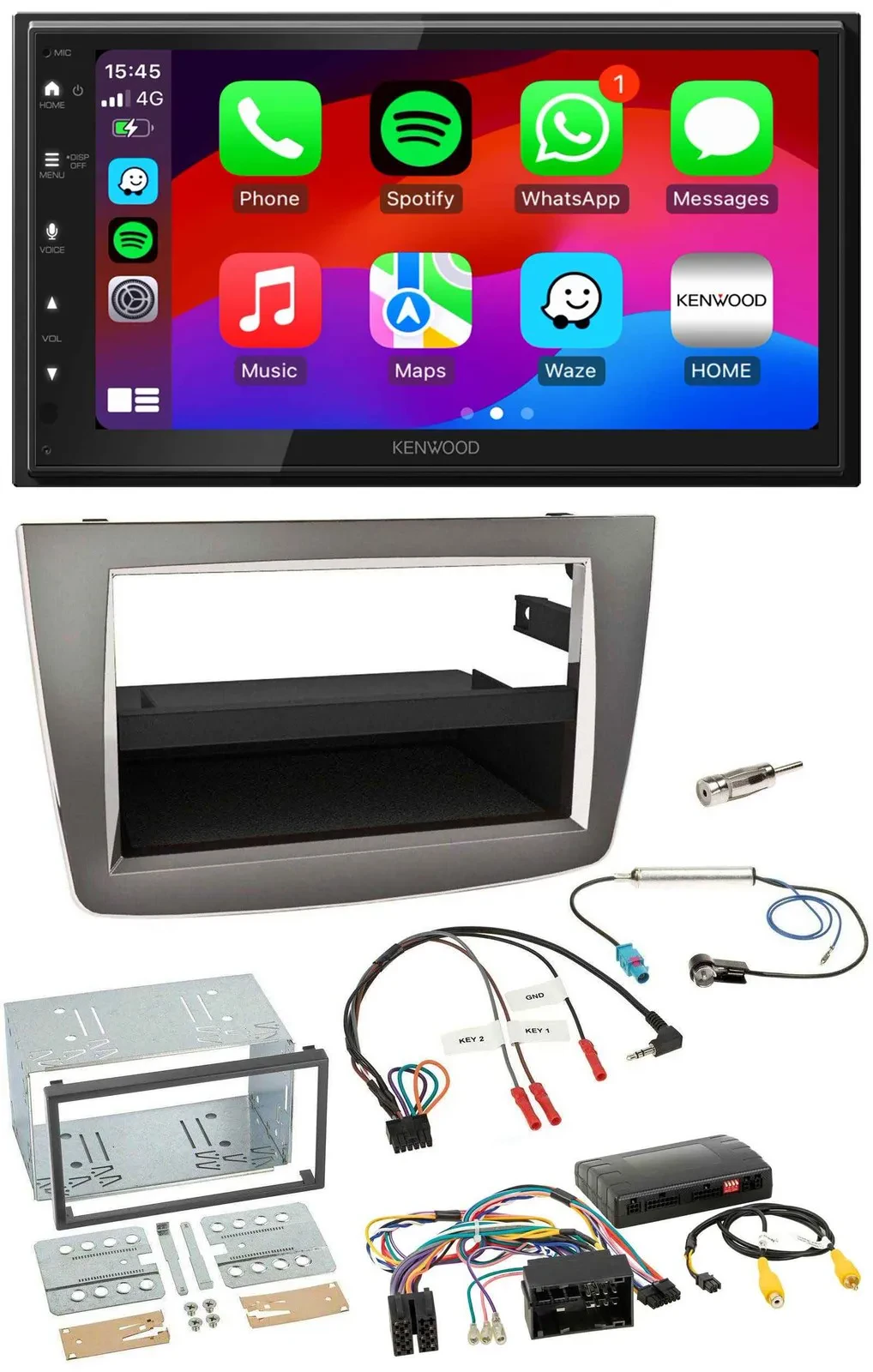 Kenwood Lenkrad USB DAB 2DIN Bluetooth Autoradio für Alfa Romeo Mito silber 14-1