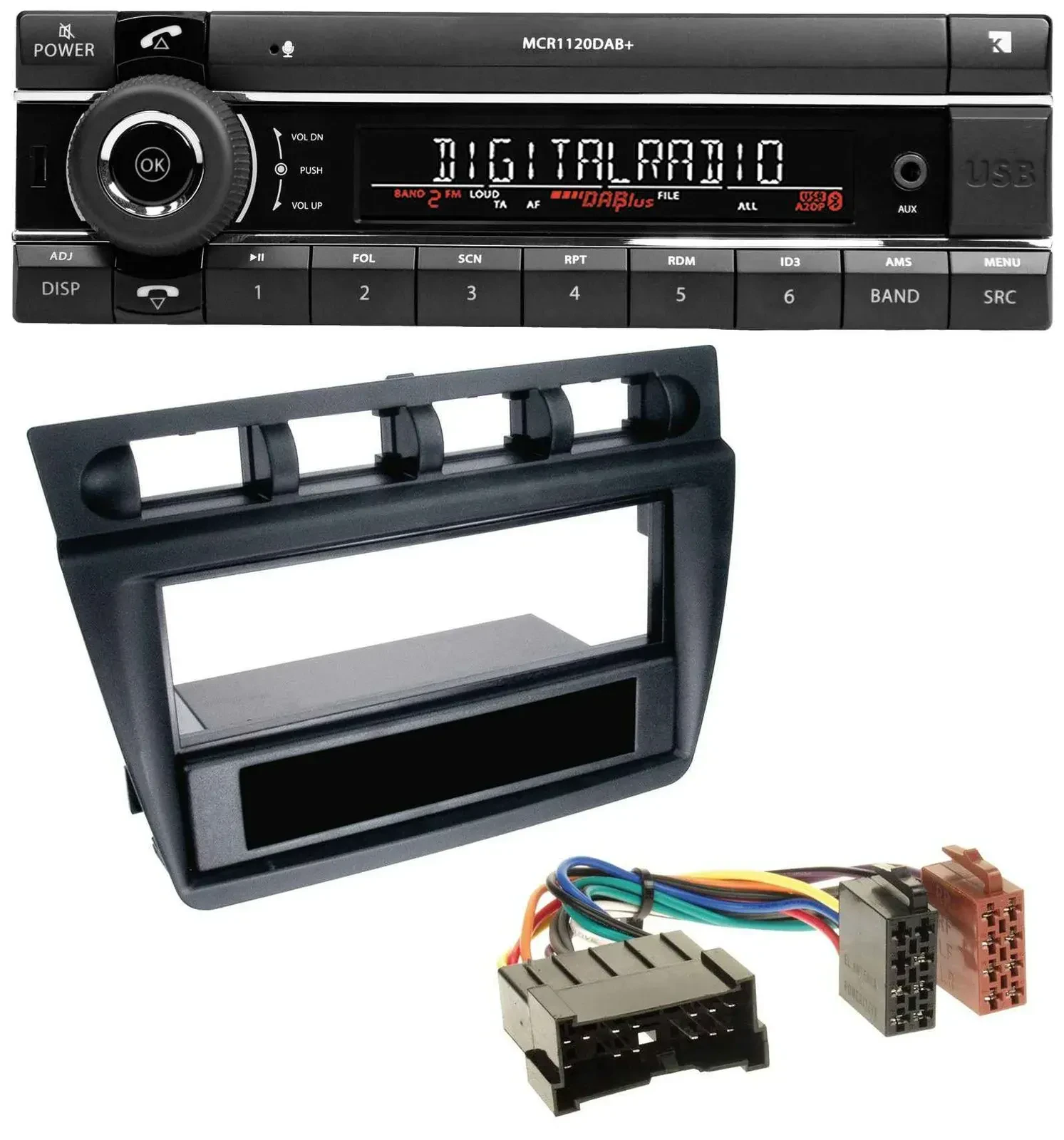 Автомагнитола для Kia Picanto (с 2006) Kienzle Bluetooth MP3 USB DAB, черная