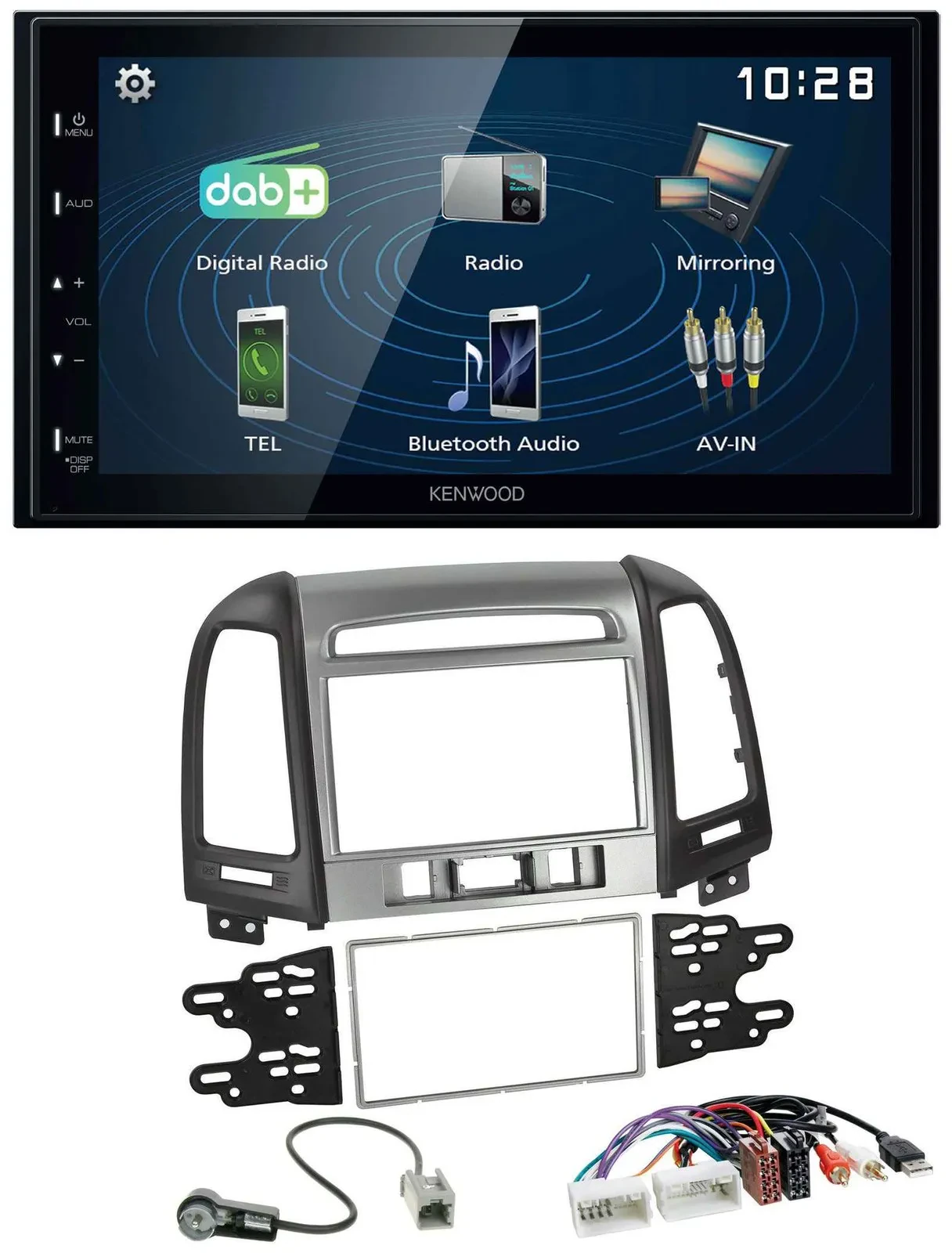 Автомагнитола для Hyundai Santa Fe Kenwood 2DIN Bluetooth MP3 USB DAB AUX