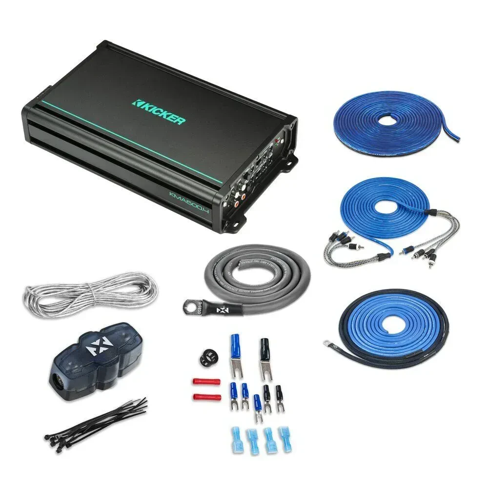 Усилитель мощности для морского применения Kicker KMA600.4 4-канальный 600W класс D с комплектом проводки 4 AWG