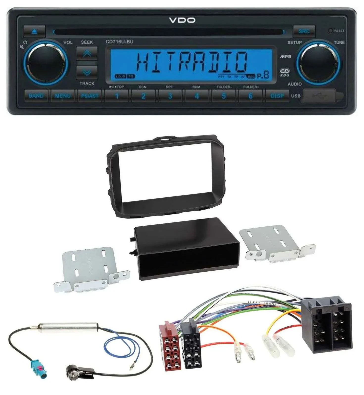 VDO AUX MP3 1DIN CD USB Autoradio für Alfa Romeo Giulietta 2013-2021 ISO