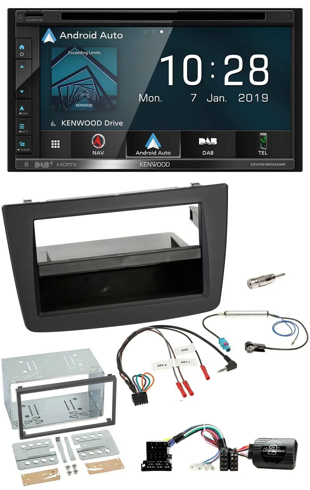 Kenwood DAB TMC USB 2DIN Lenkrad Bluetooth Navigation für Alfa Romeo Mito 08-14