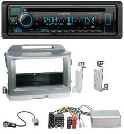 Kenwood Bluetooth DAB CD Lenkrad USB Autoradio für Kia Sportage 3 2010-15 silber
