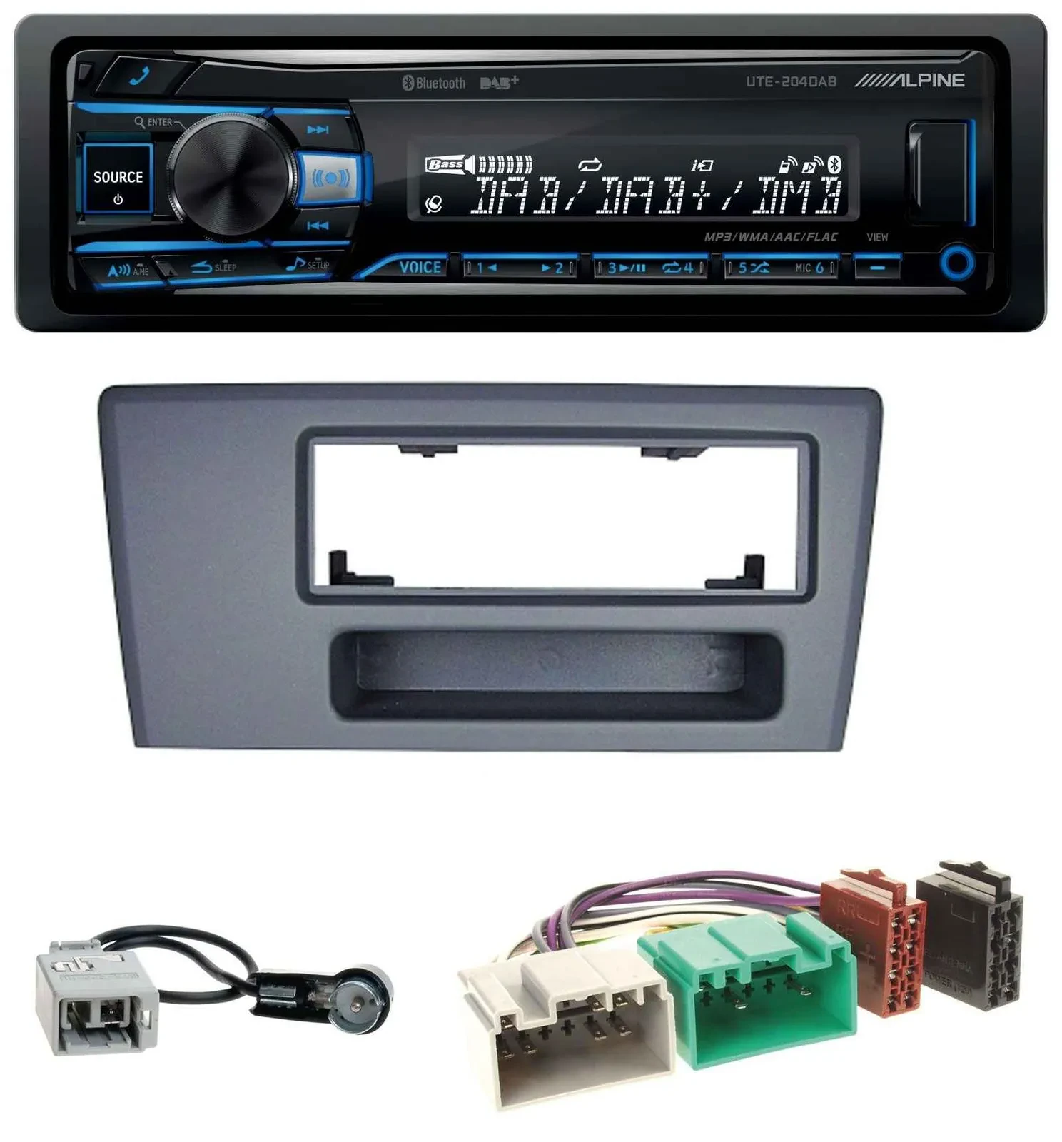 Alpine USB Bluetooth DAB MP3 Autoradio für Volvo S60 S70 C70 V70 00-03 dunkelgra