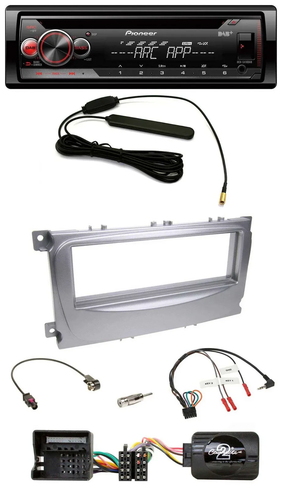 Pioneer CD USB Lenkrad DAB MP3 Autoradio für Ford S-Max Mondeo 2007-2014 silber