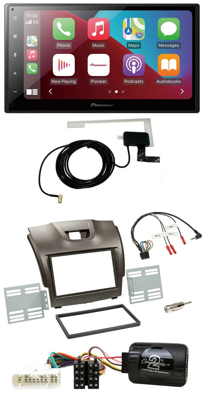 Pioneer USB Bluetooth DAB Lenkrad 2DIN Autoradio für Isuzu D-Max ab 2012 grau