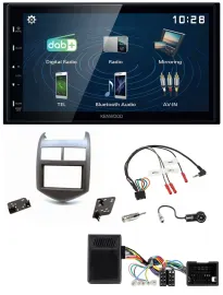 Kenwood 2DIN Bluetooth Lenkrad USB DAB Autoradio für Chevrolet Aveo ab 11 dunkel
