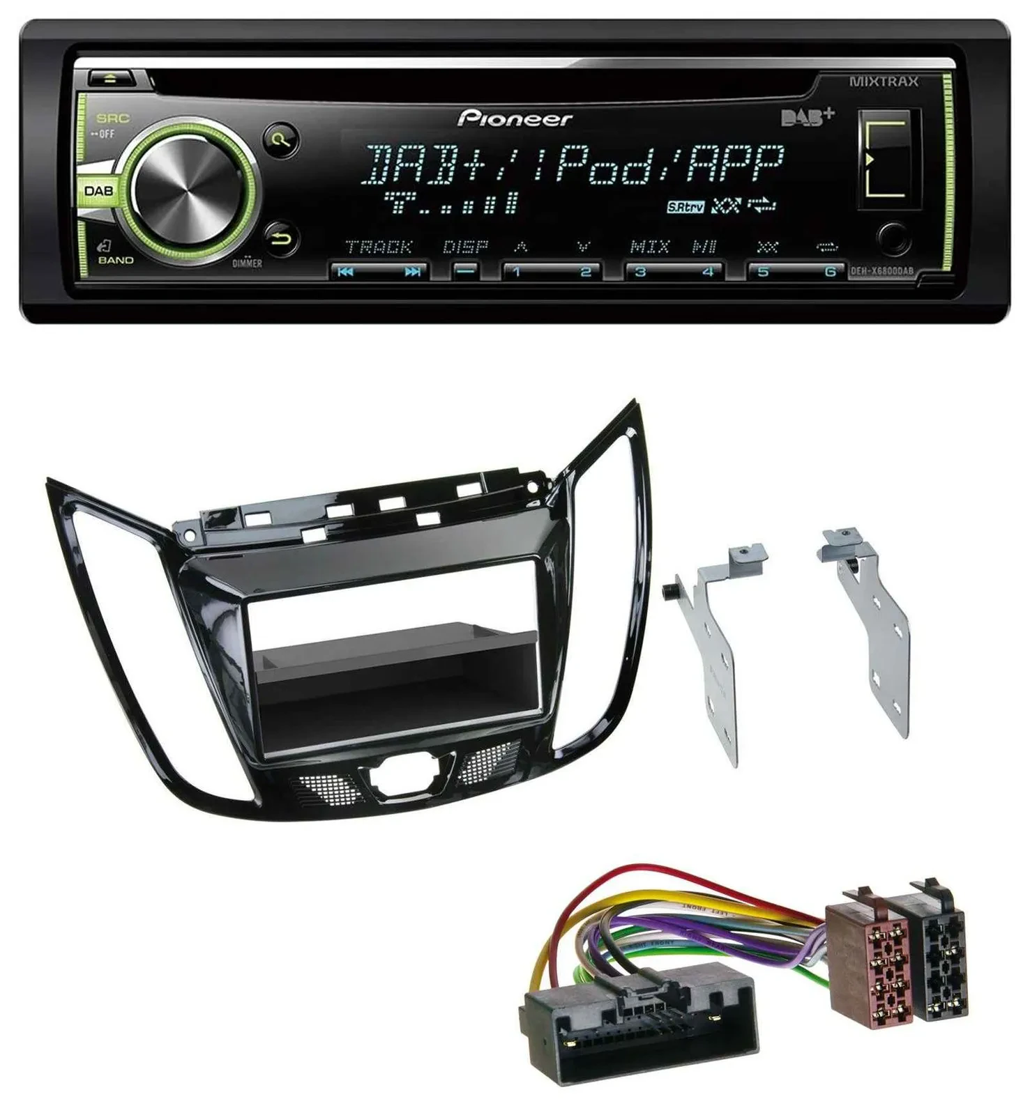 Pioneer DAB USB MP3 AUX CD Autoradio für Ford C-Max Kuga Klavierlack schwarz