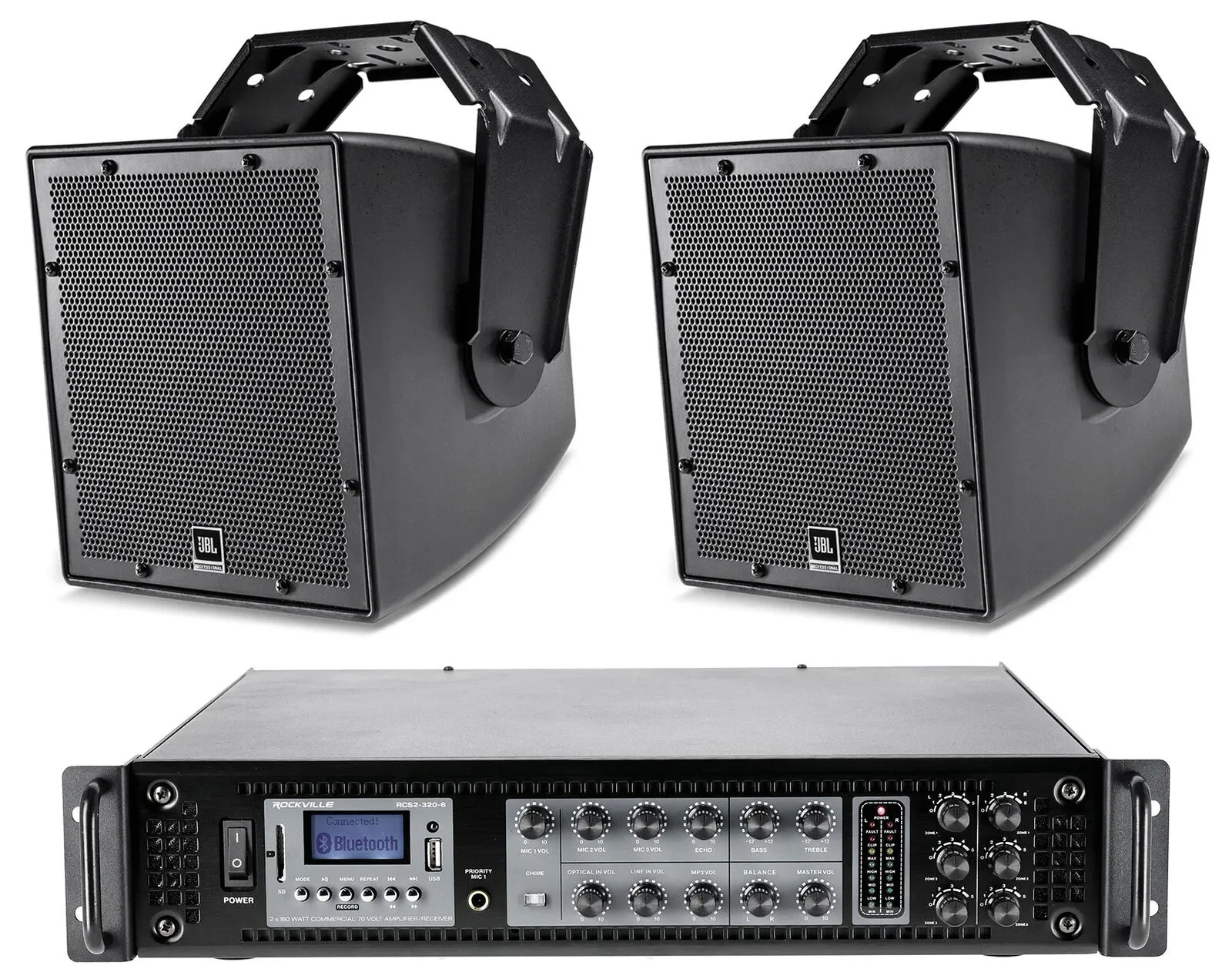 Пассивная акустическая система JBL AWC62-BK 6.5" (набор, пара), 70V, для помещений/улицы, настенное крепление, черная, с усилителем