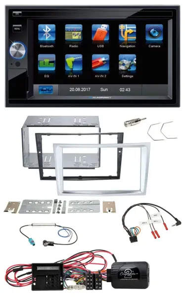 Blaupunkt Lenkrad USB Bluetooth TMC 2DIN Navigation für Opel Corsa D matt-chrom