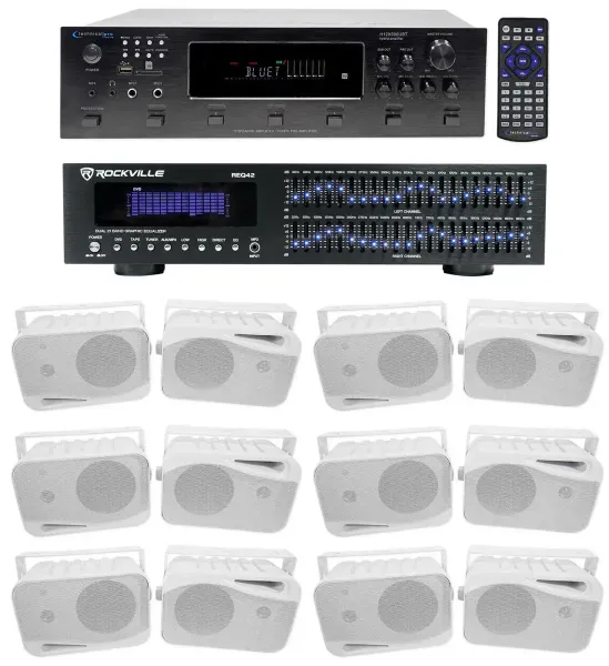 Technical Pro 6000w 6-Zone, Home Theater Bluetooth Receiver+(12) 4" Speakers+EQ