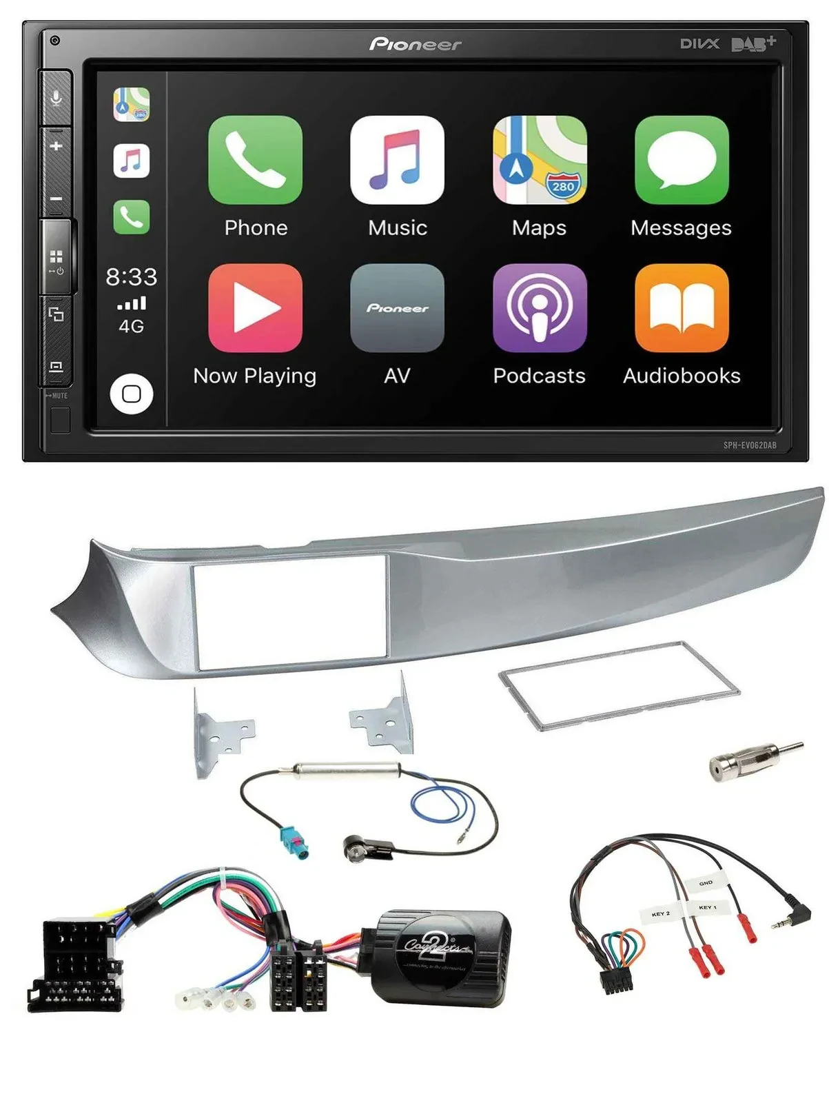 Автомагнитола для Alfa Romeo Giulietta 2010–2014 Pioneer 2DIN, DAB, Bluetooth, USB, поддержка управления с руля
