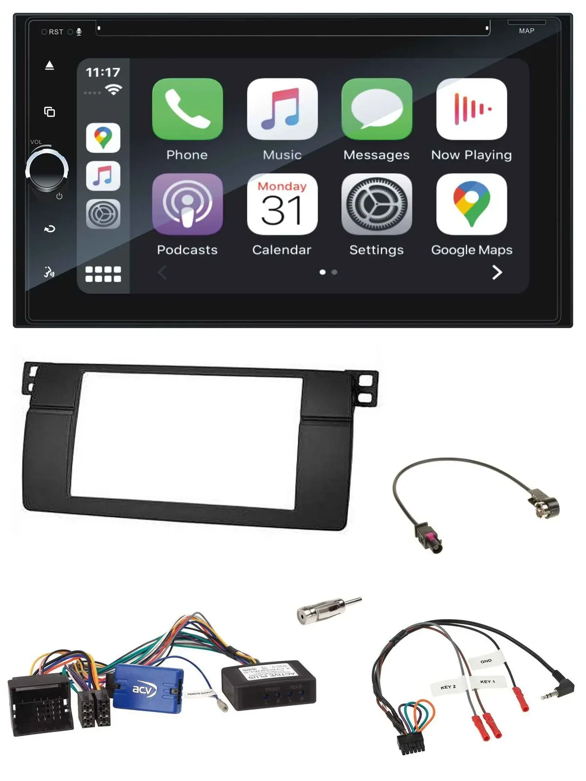 Blaupunkt DAB Lenkrad TMC Bluetooth USB 2DIN Navigation für BMW 3er 2002-2006 E4