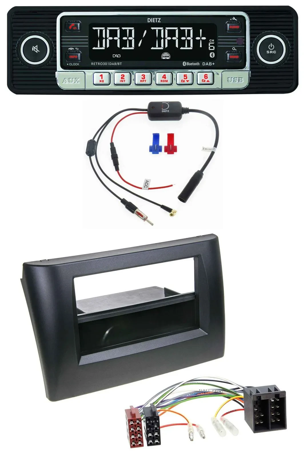 Dietz MP3 DAB Bluetooth USB Autoradio für Fiat Stilo 192 01-08 Ablagefach