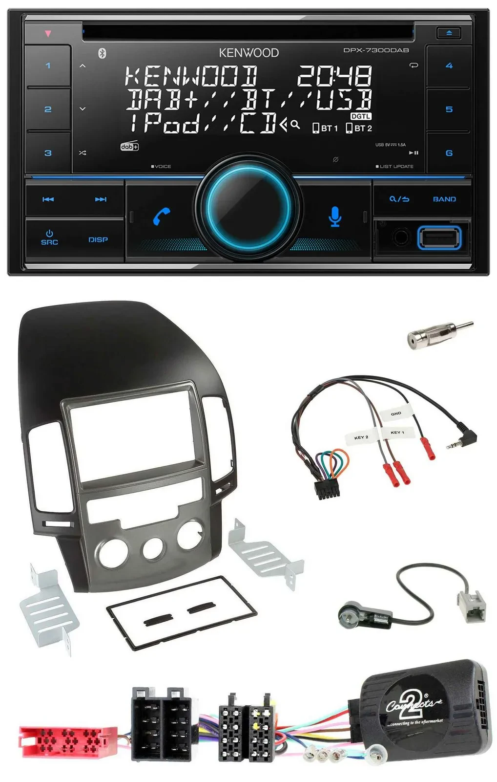 Kenwood CD 2DIN DAB USB Lenkrad Bluetooth Autoradio für Hyundai i30 ab 2009
