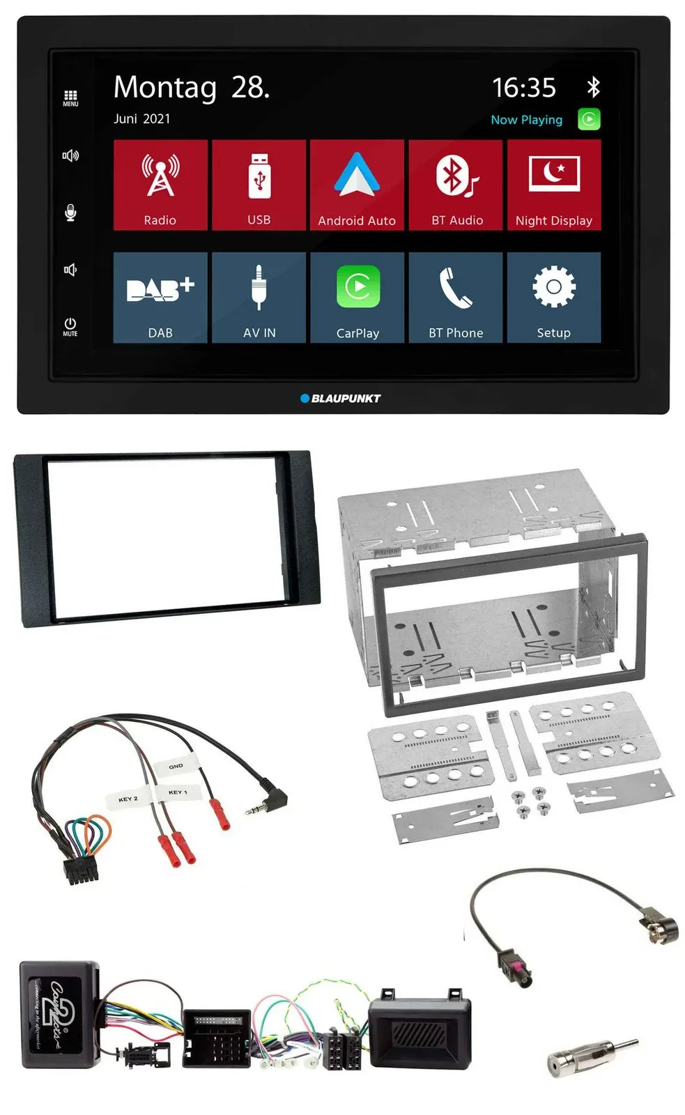 Blaupunkt Lenkrad Bluetooth DAB 2DIN USB Autoradio für Ford Kuga 2008-12 schwarz