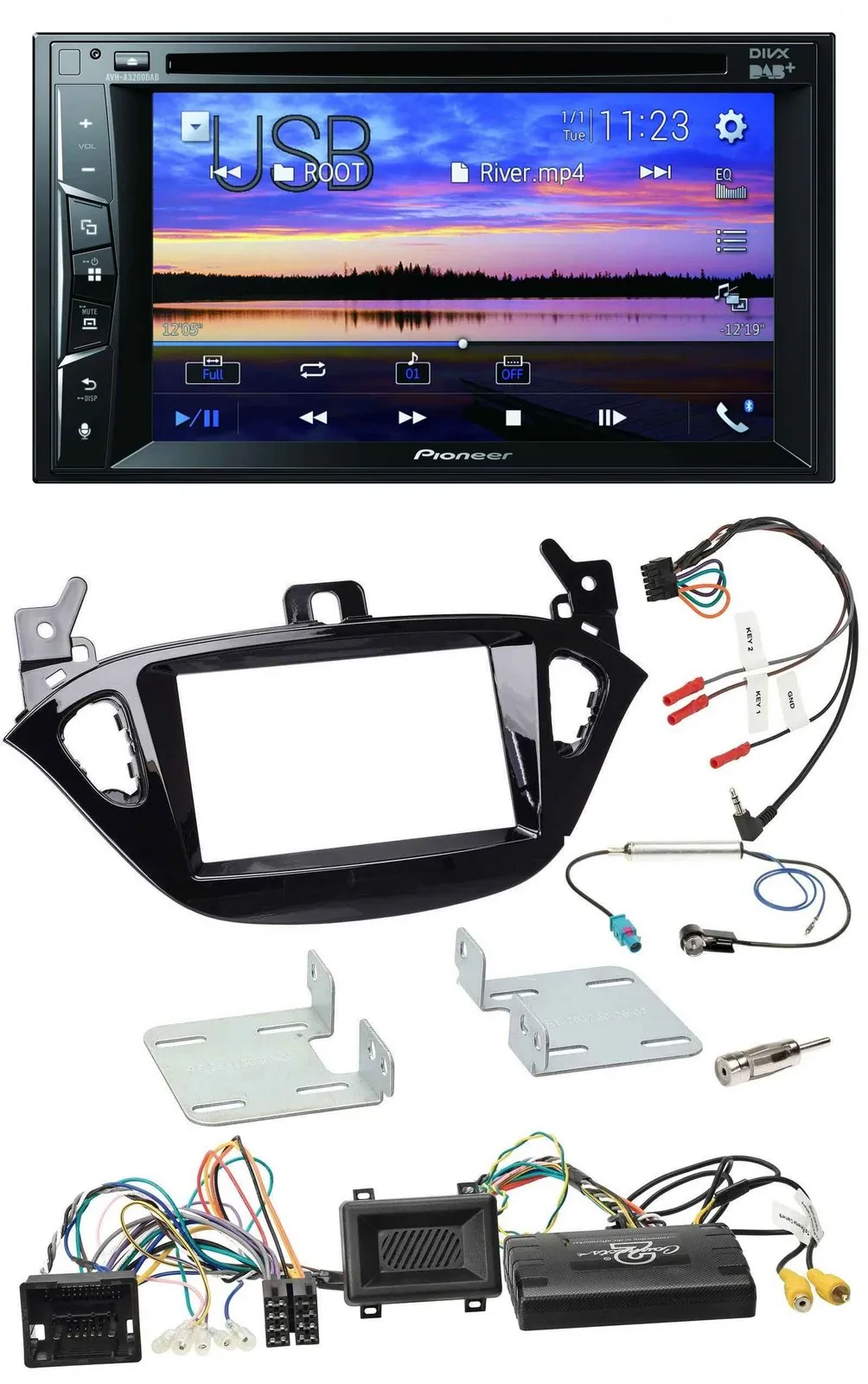 Автомагнитола для Opel Adam/Corsa E Pioneer 2DIN Bluetooth USB DVD DAB, поддержка кнопок на руле