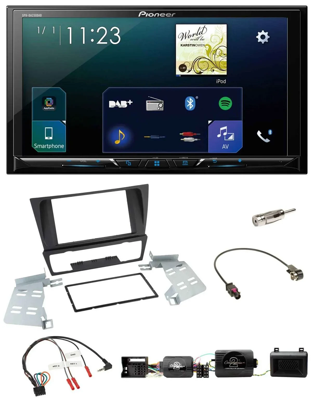 Pioneer Lenkrad Bluetooth USB 2DIN DAB Autoradio für BMW 3er E90 E91 E92 E93 PDC