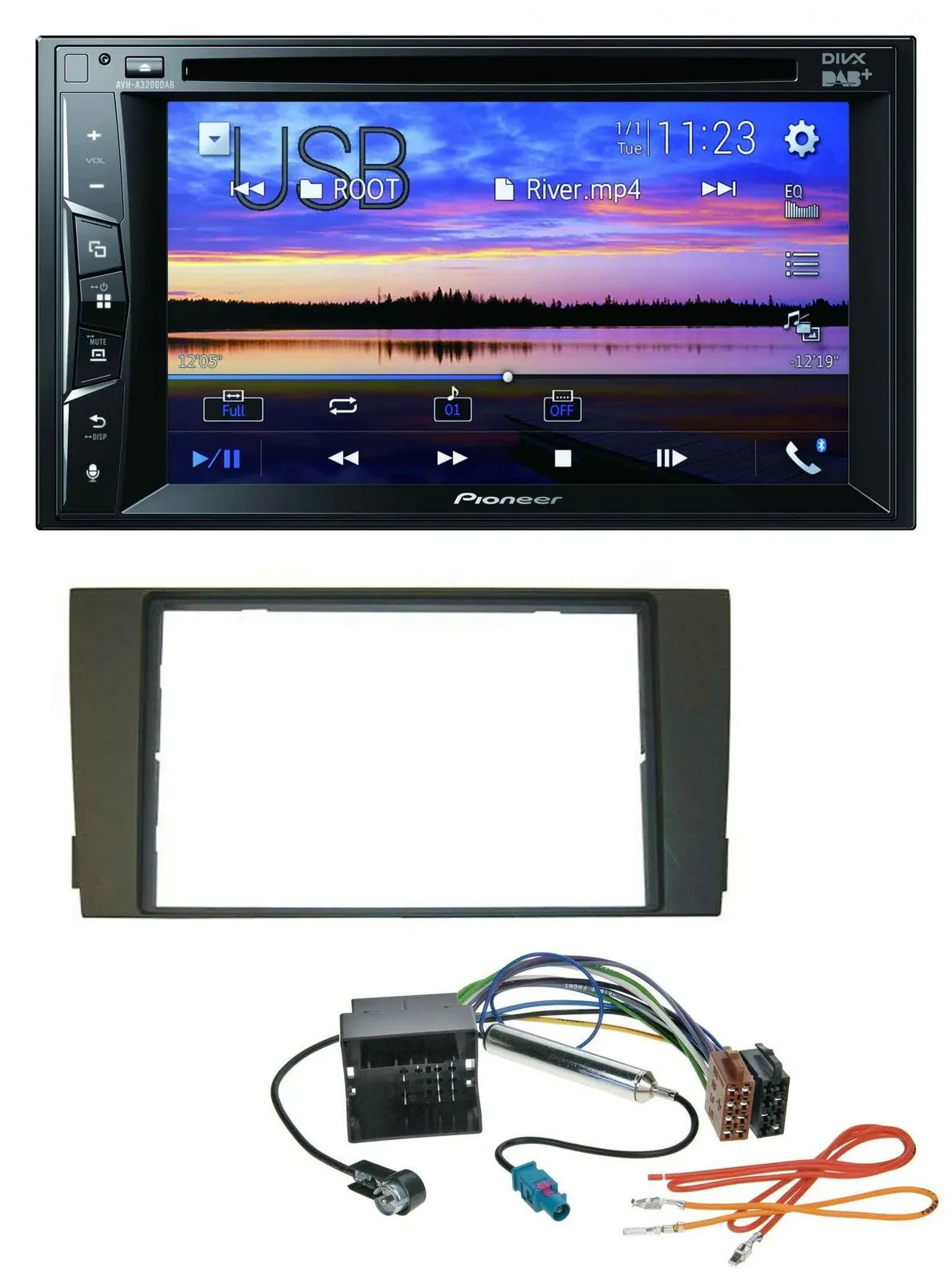 Pioneer Bluetooth 2DIN USB DVD DAB MP3 Autoradio für Audi A6 01-05 C5 Quadlock