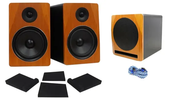 (2) Rockville APM8C 8" Powered Studio Monitors+Active 10" Subwoofer+Foam Pads