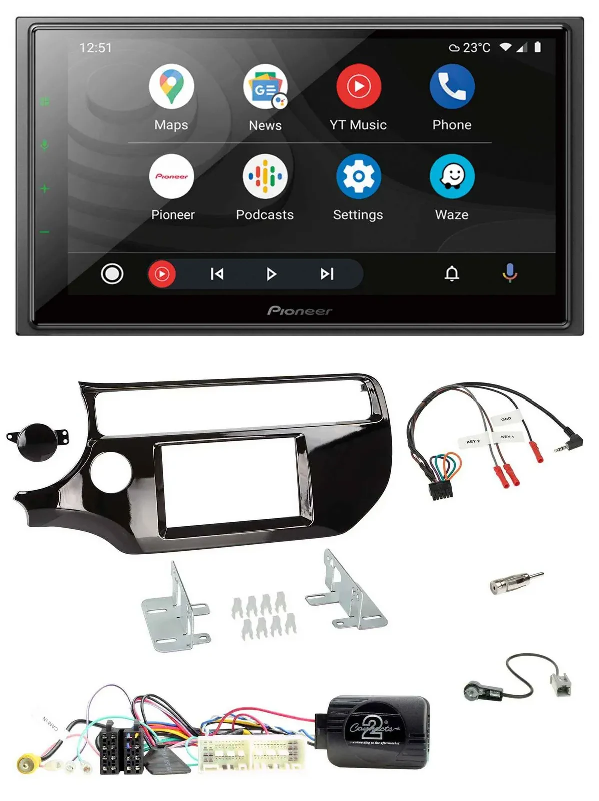 Pioneer USB 2DIN DAB Lenkrad Bluetooth Autoradio für Kia Rio UB 2017-2023 piano