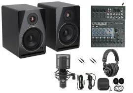 Комплект для подкастов Rockville APM5B V2+ROCKMIX 10FX+RCM PRO+PRO-M50 (набор) 5.25" студийные мониторы, микшер, микрофон, наушники