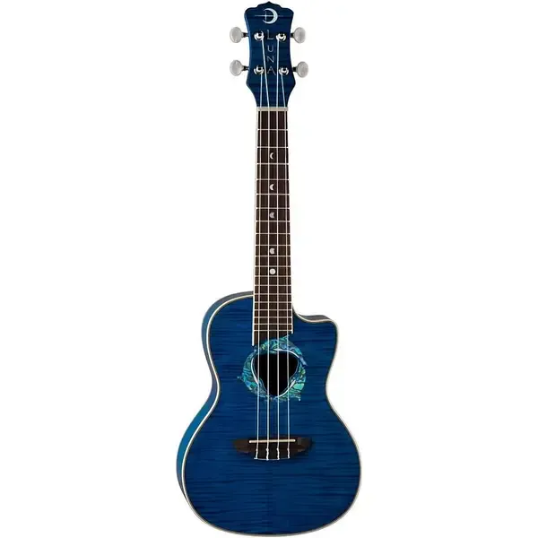 Укулеле Luna Dolphin Concert Acoustic-Electric Ukulele Transparent Blue Flame Maple