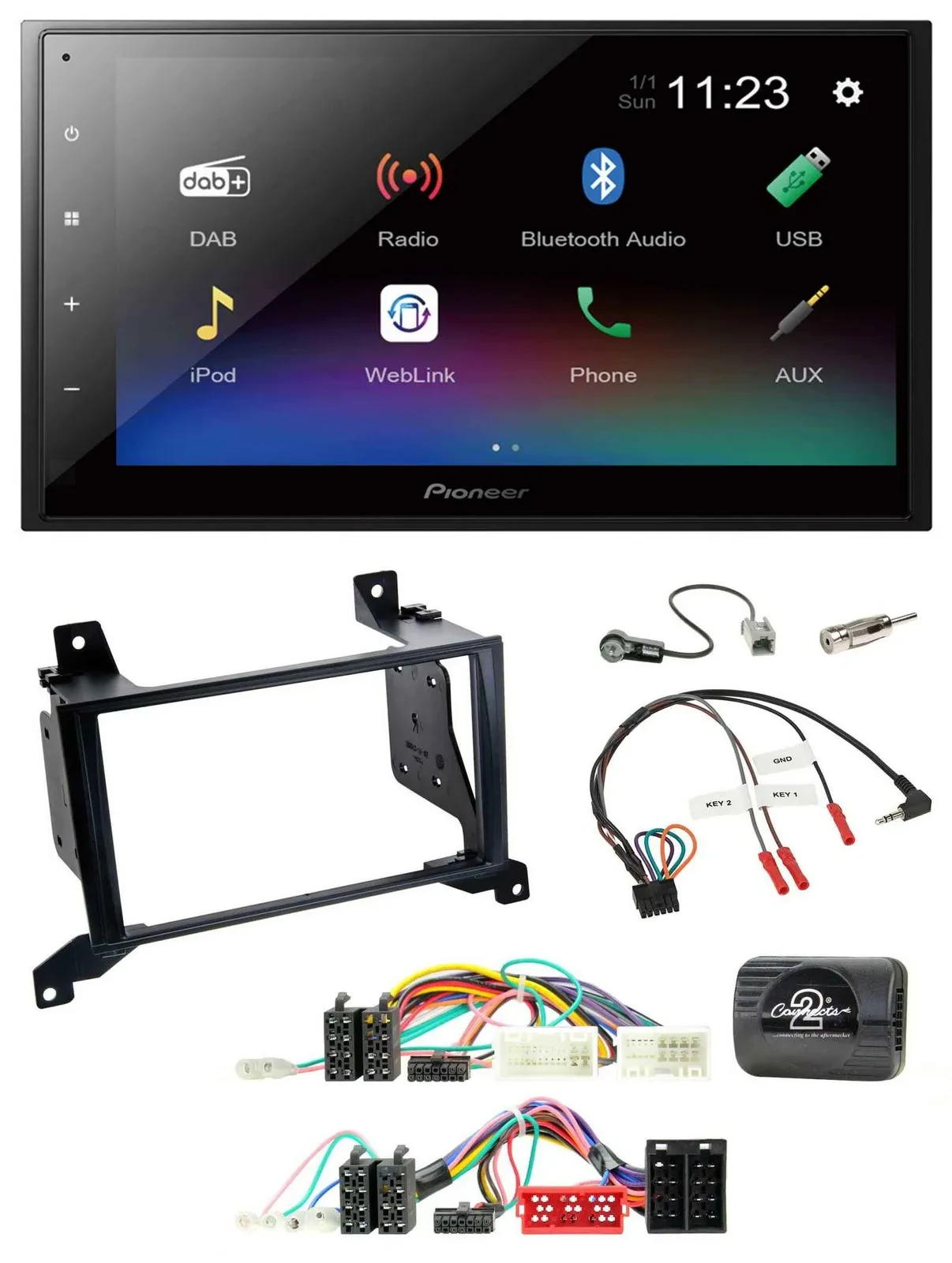 Автомагнитола для Hyundai Santa Fe CM (2009–2020) Pioneer 2DIN, USB, Bluetooth, DAB