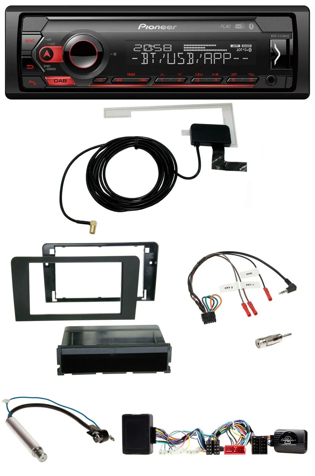 Pioneer DAB USB Lenkrad Bluetooth Autoradio für Audi A3 Symphony Aktivsystem ISO