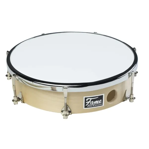 8 Zoll Frame Drum Handtrommel Holz Naturfarbe Hochglanz Synthetikfell Schlägel
