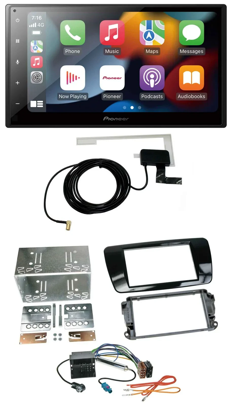 Pioneer MP3 USB Bluetooth DAB 2DIN Autoradio für Seat Ibiza ab 08 Klavierlack-sc