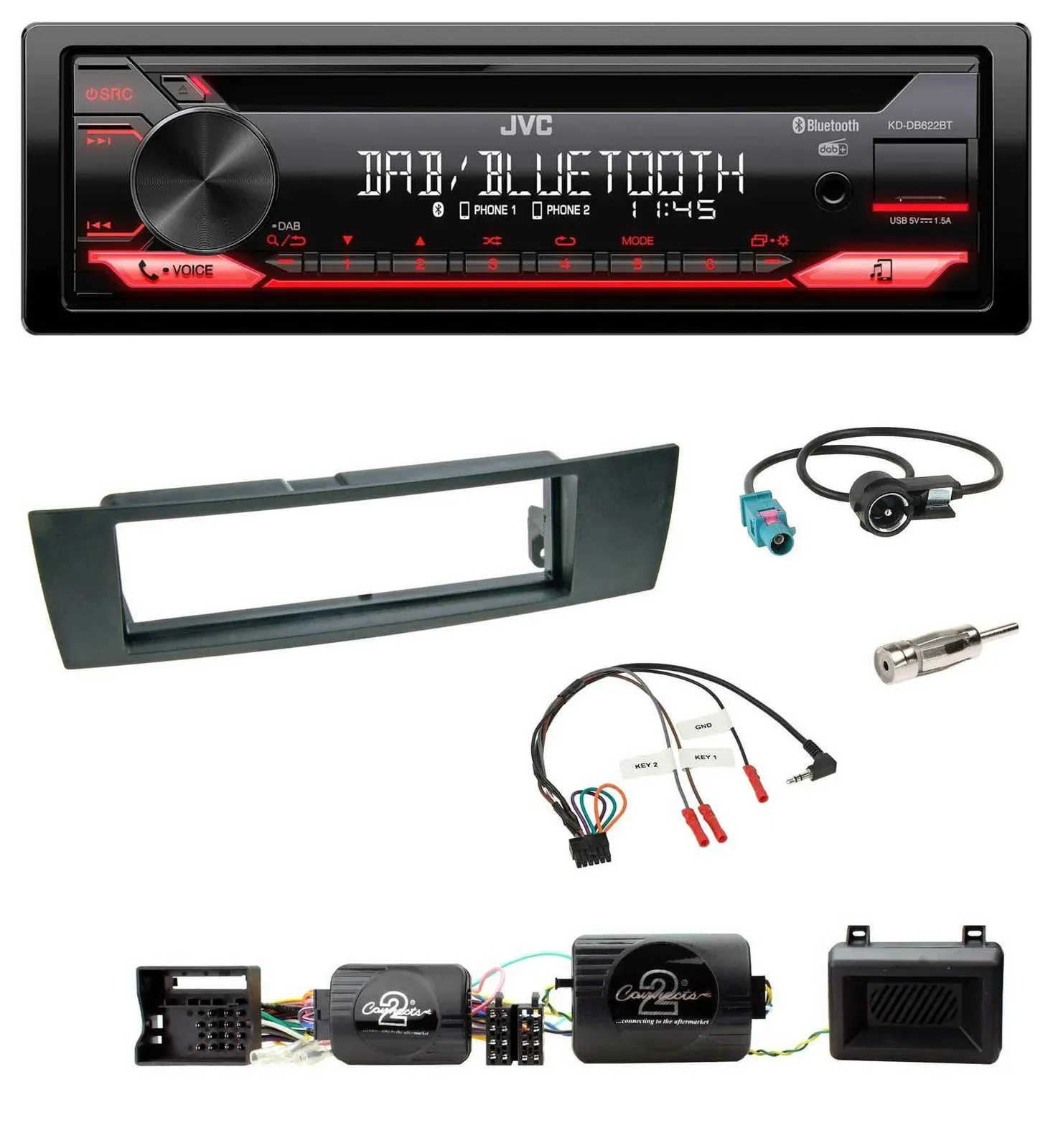JVC CD DAB USB Bluetooth Lenkrad Autoradio für BMW 1er 2004-2013 E87