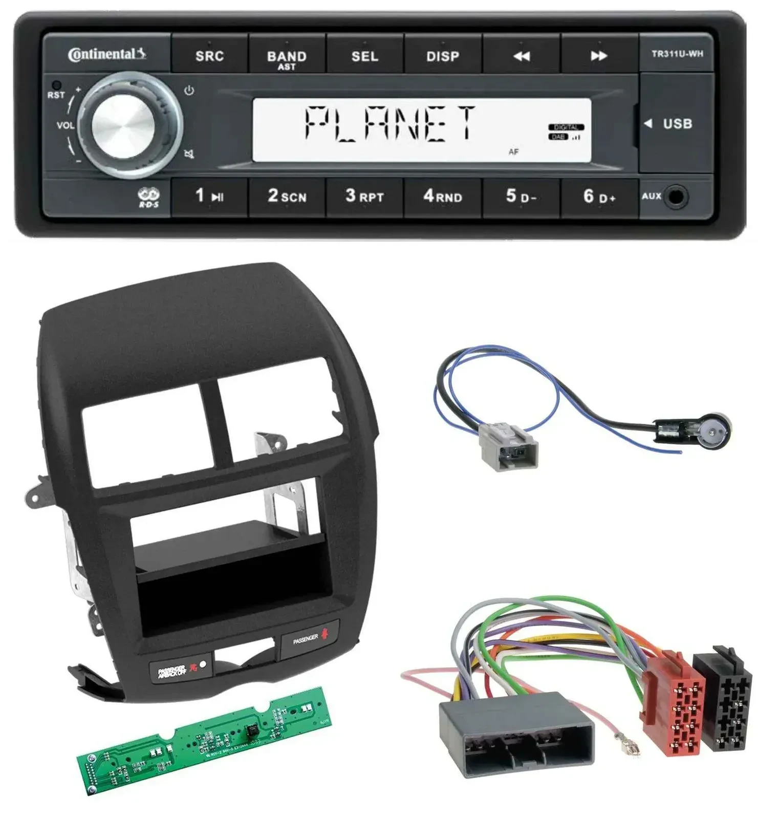 Continental USB MP3 AUX 1DIN Autoradio für Mitsubishi ASX (2010-2014)