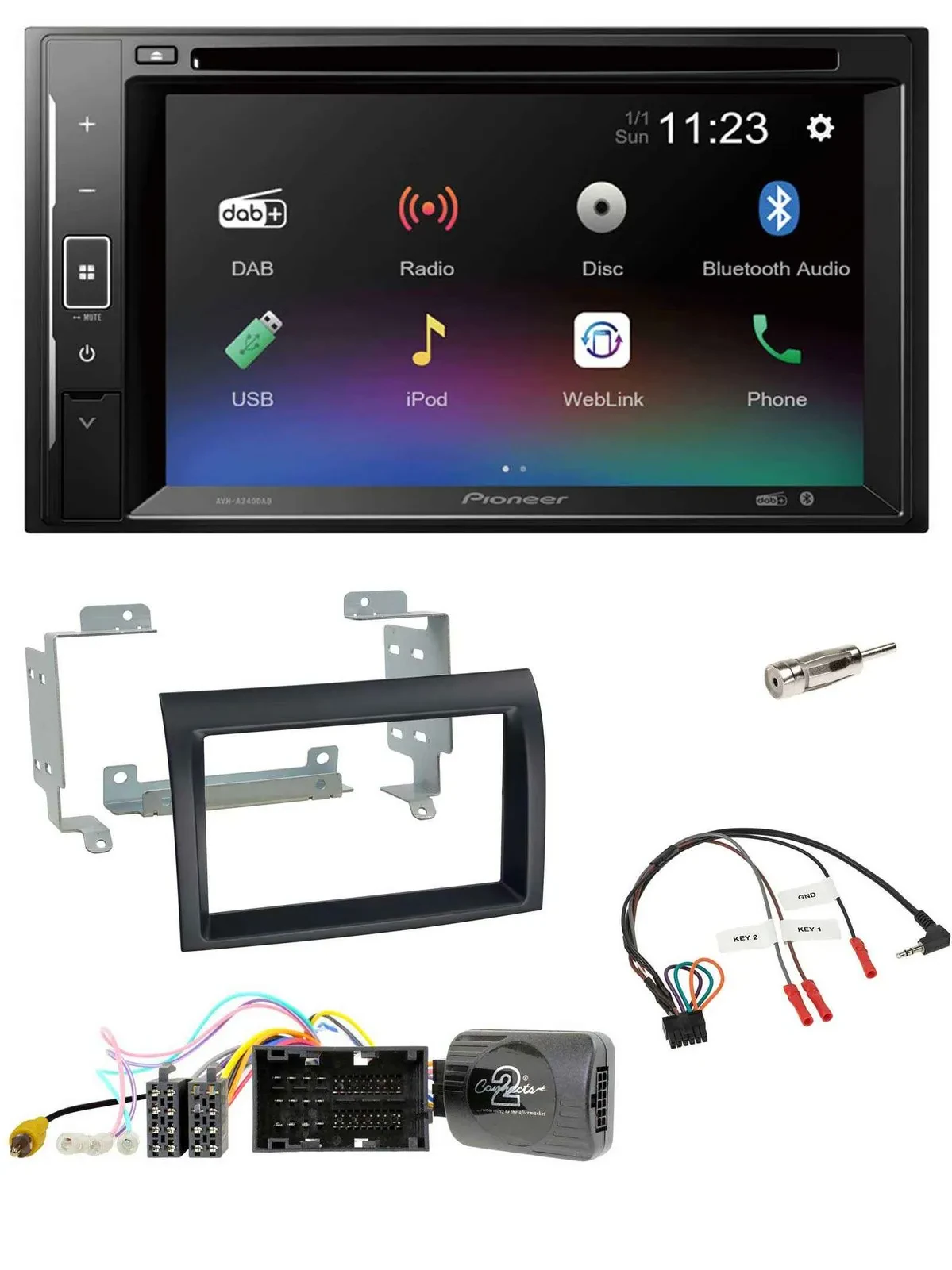 Pioneer Bluetooth Lenkrad USB 2DIN DAB DVD Autoradio für Citroen Jumper ab 14 sc