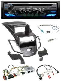 JVC Bluetooth Lenkrad USB DAB CD Autoradio für Ford Fiesta 10-17 Display schwarz