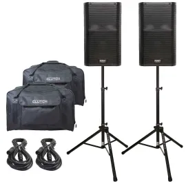 QSC K12.2 K2 Series 2000W 12" Powered DJ PA Speakers w TS-80 Stands & Tote Bags