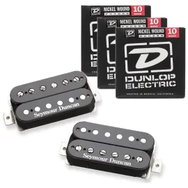 Seymour Duncan 11108-49-B Pearly Gates Black Pickup Set w/ 3 Sets of Strings