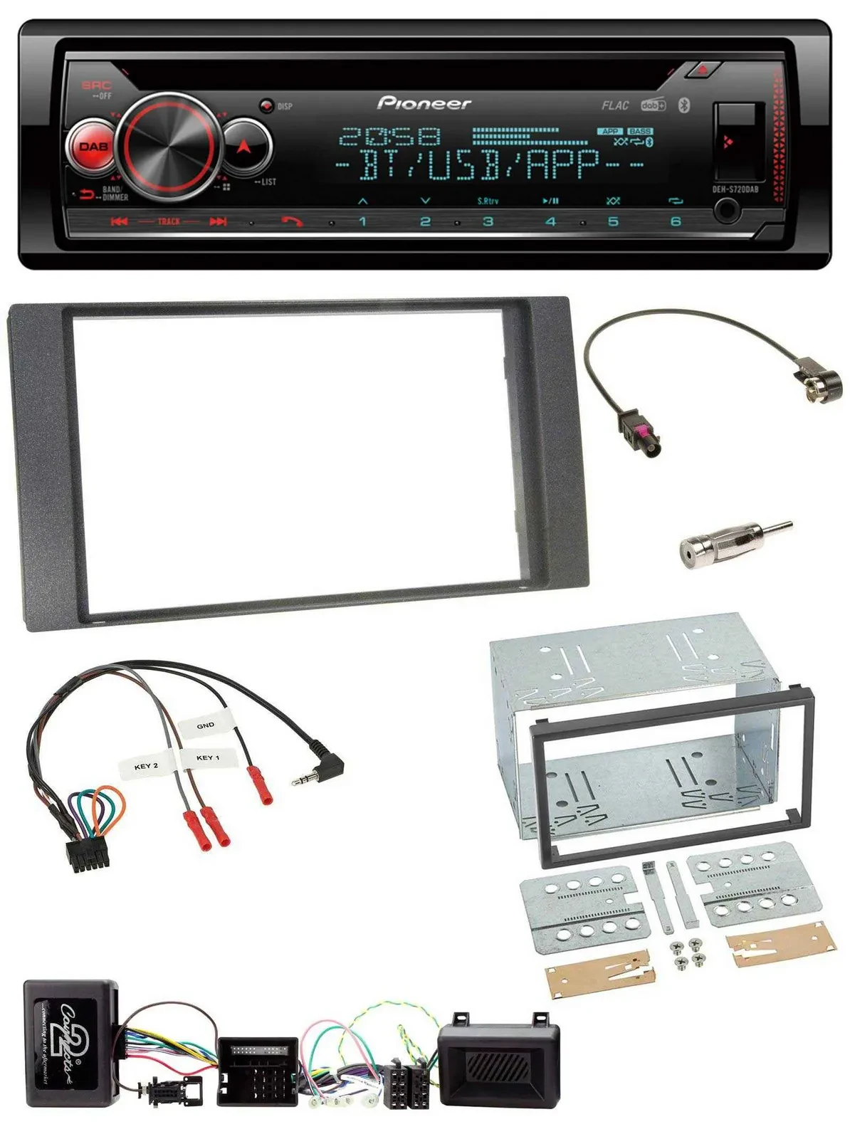 Автомагнитола Pioneer DAB CD Bluetooth USB для Ford Kuga 2008–2012, антрацит