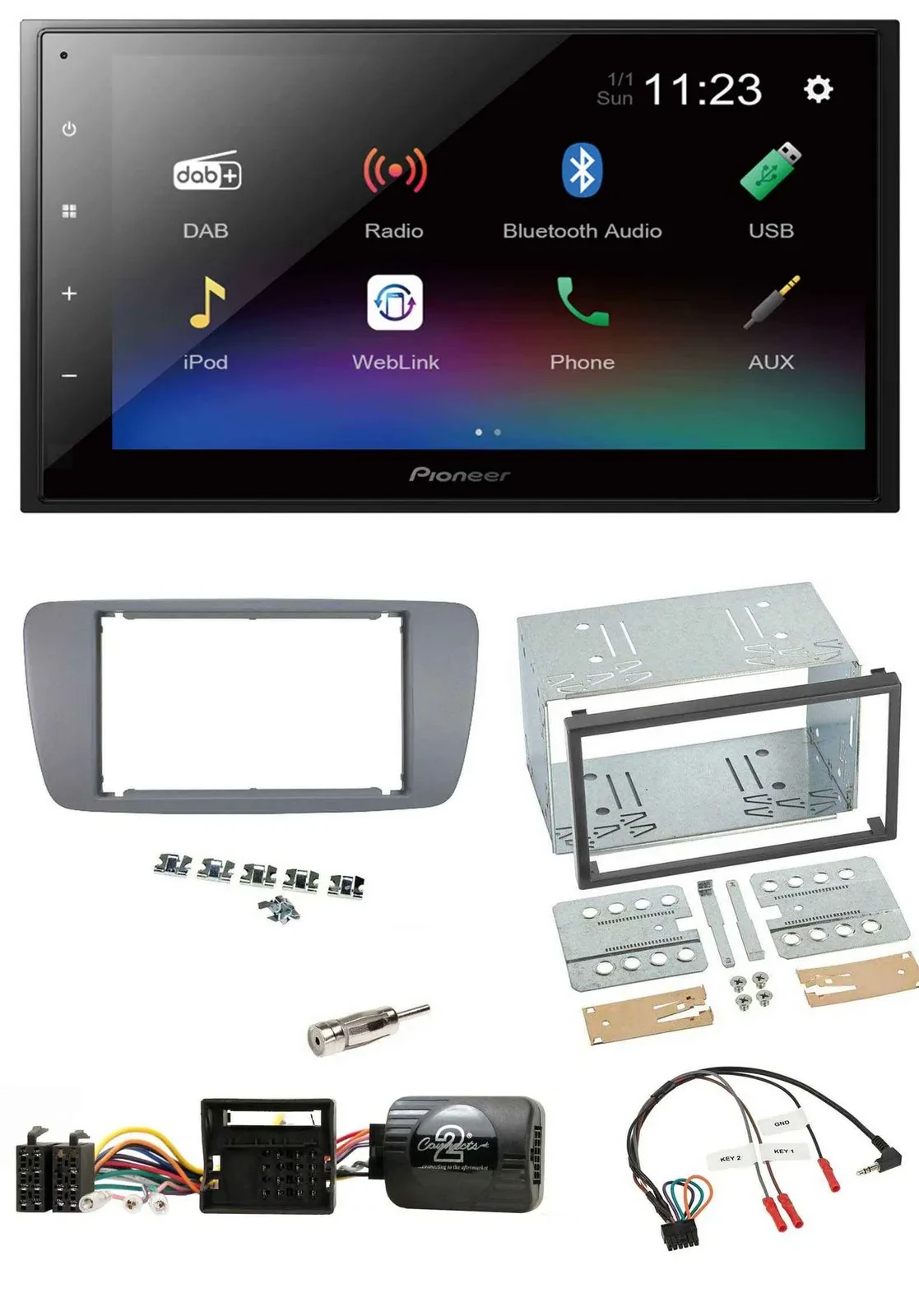 Автомагнитола Pioneer 2DIN, USB, Bluetooth, DAB, совместимая с кнопками на руле, для Seat Ibiza с 2008