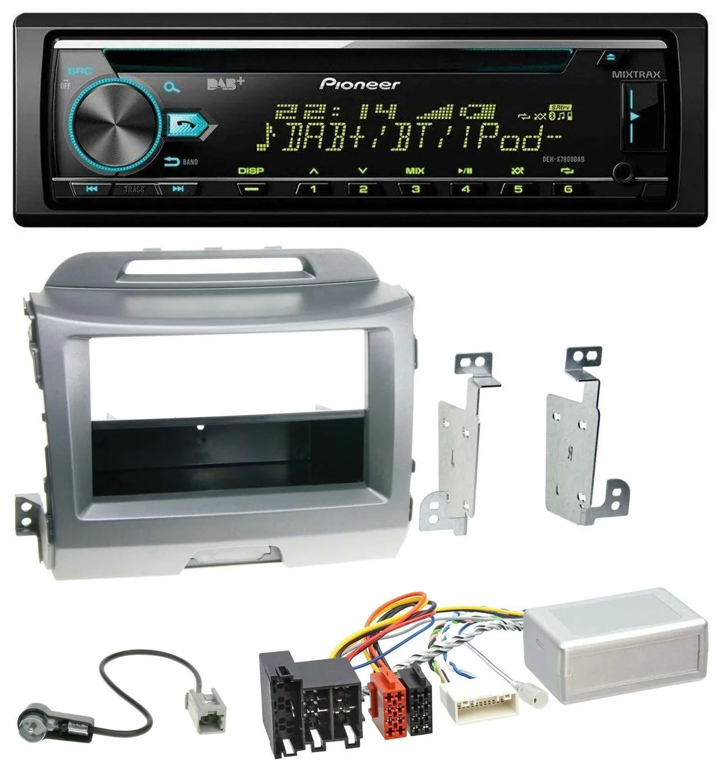 Pioneer DAB Lenkrad CD USB Bluetooth Autoradio für Kia Sportage 3 10-15 Navi sil