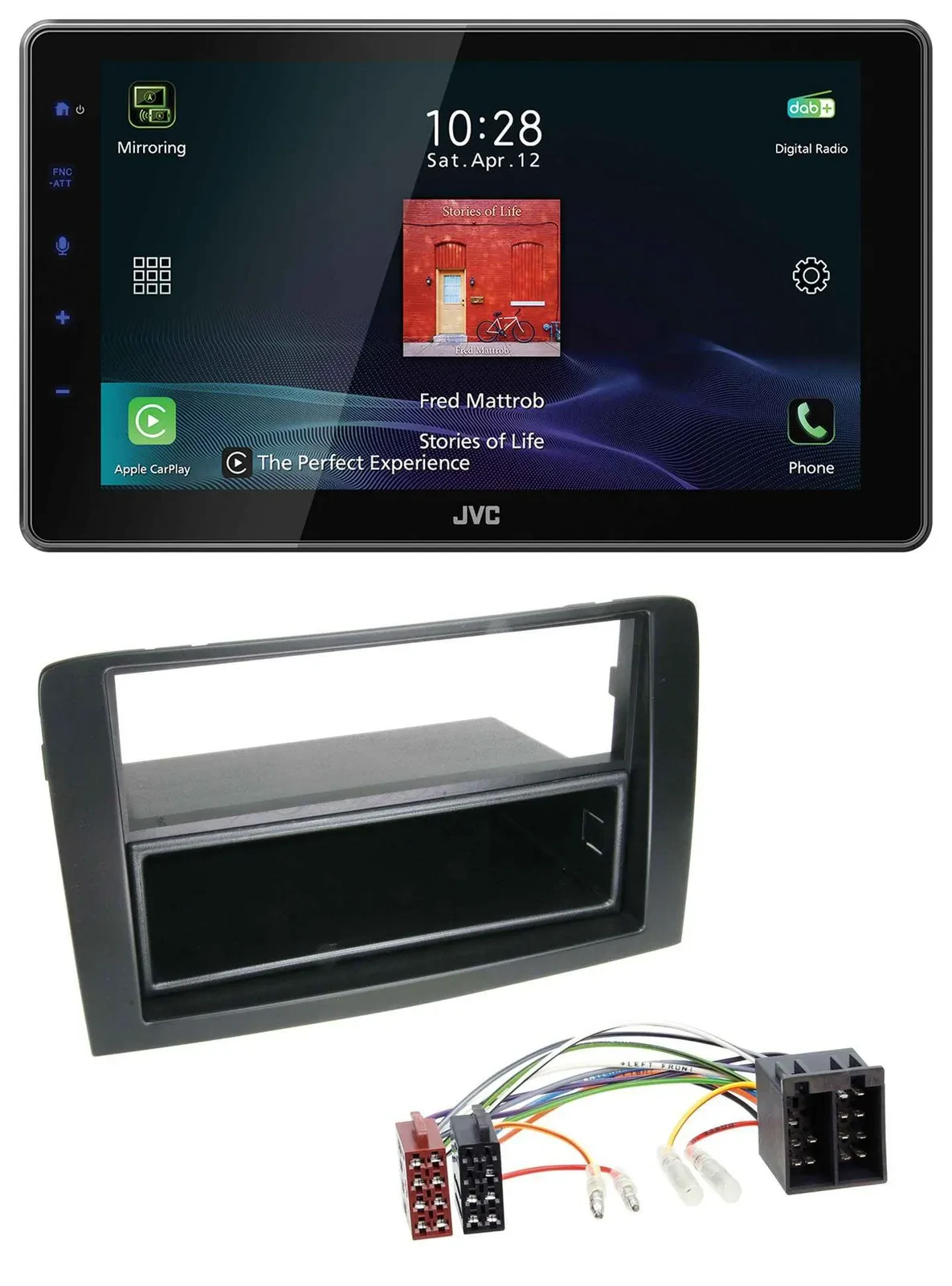 Автомагнитола для Fiat Idea (350 03-11) JVC DAB MP3 Bluetooth USB черная