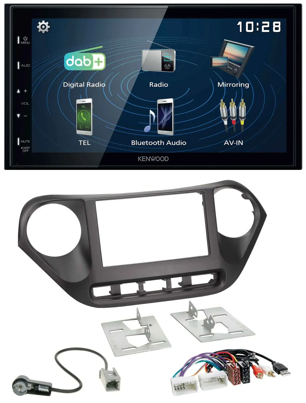 Kenwood 2DIN Bluetooth MP3 USB DAB Autoradio für Hyundai i10 ab 2013 AUX USB