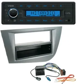 VDO AUX Bluetooth USB MP3 Autoradio für Seat Leon ab 05 dunkelgrau metallic