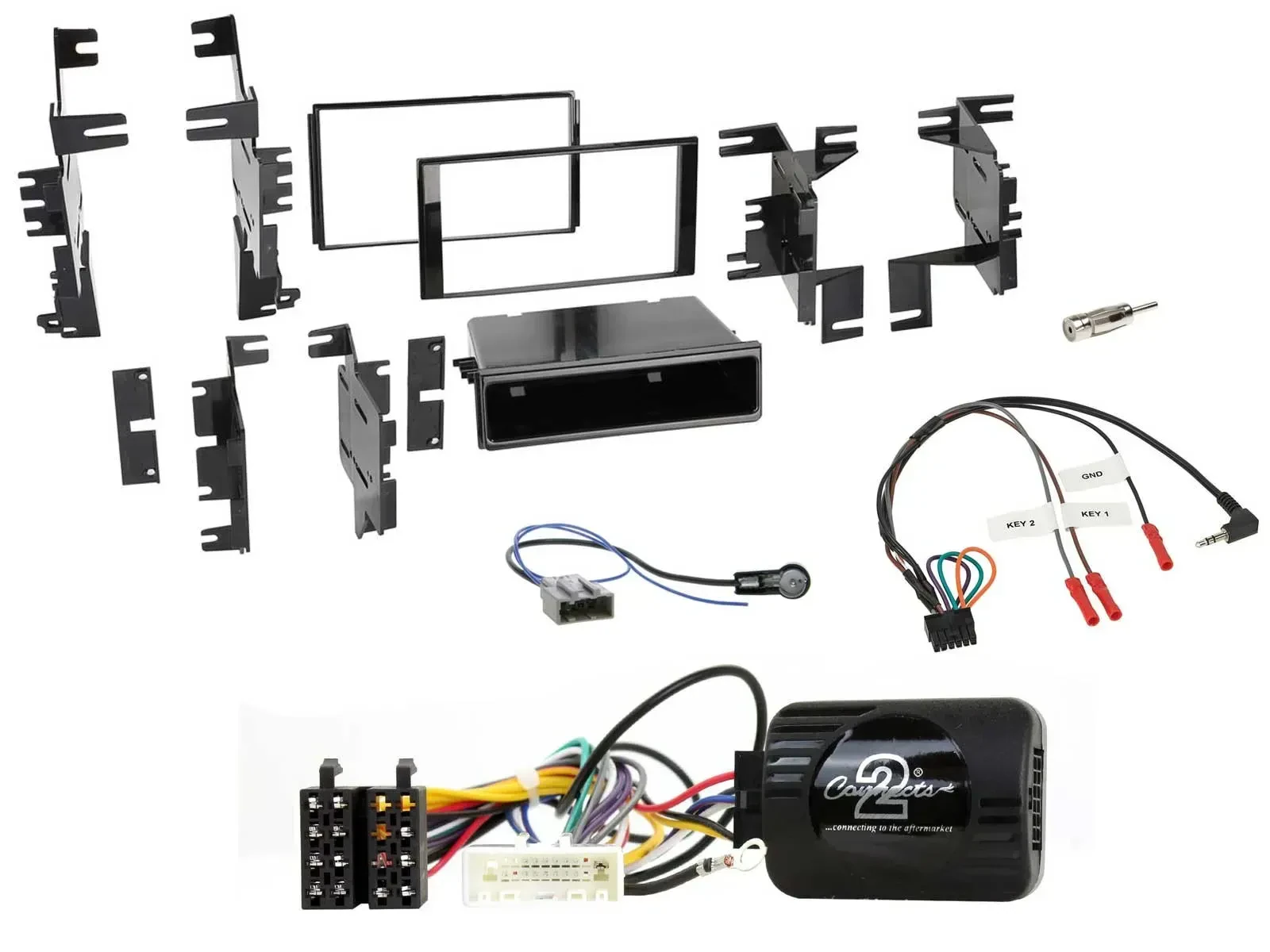 Einbauset Lenkradadapter Doppel DIN Autoradio für Nissan Micra 13-17 piano