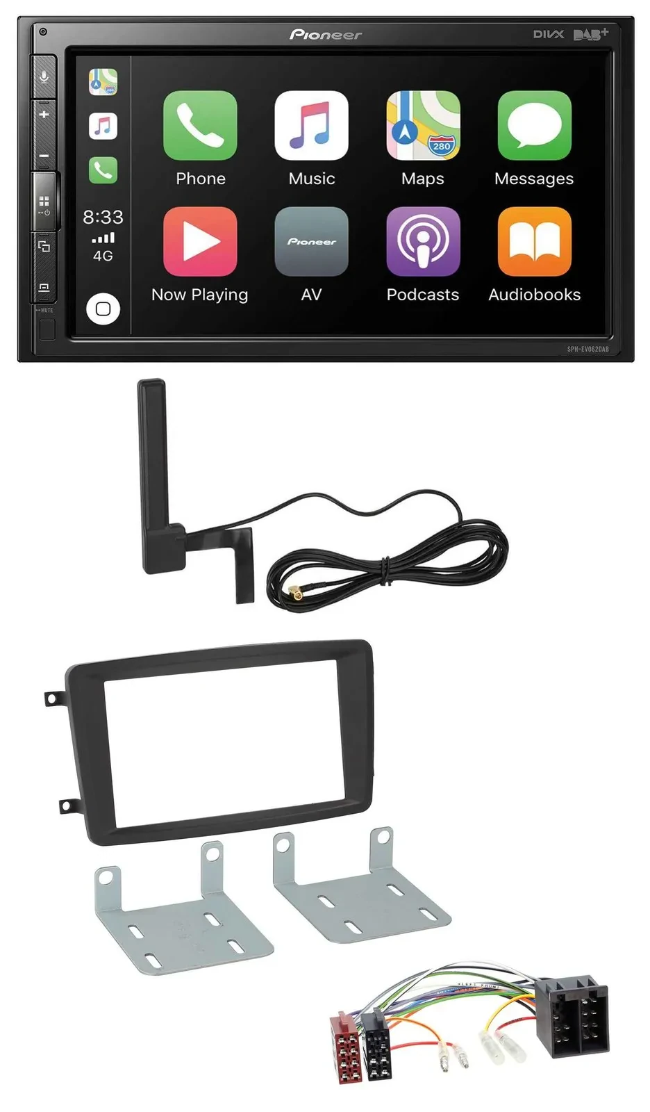 Pioneer USB 2DIN Bluetooth DAB MP3 Autoradio für Mercedes C W203 2000-2004