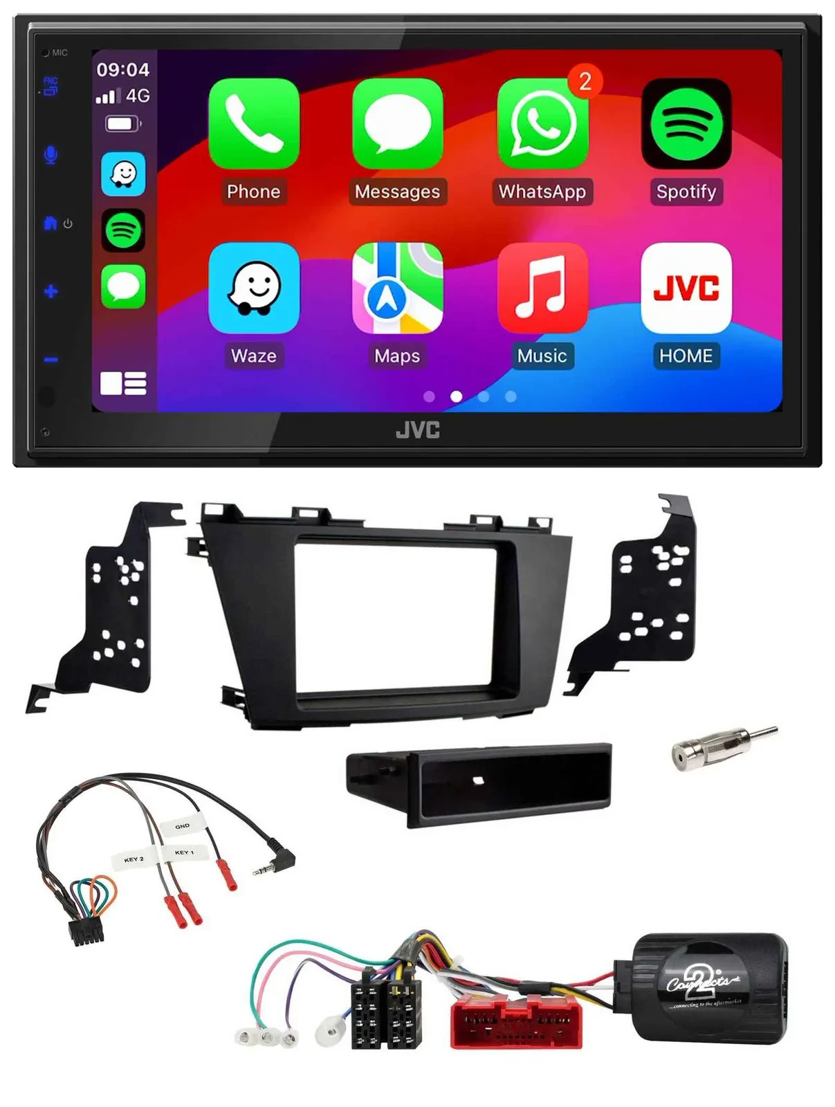 JVC Bluetooth 2DIN Lenkrad DAB USB Autoradio für Mazda 5 2010-2015