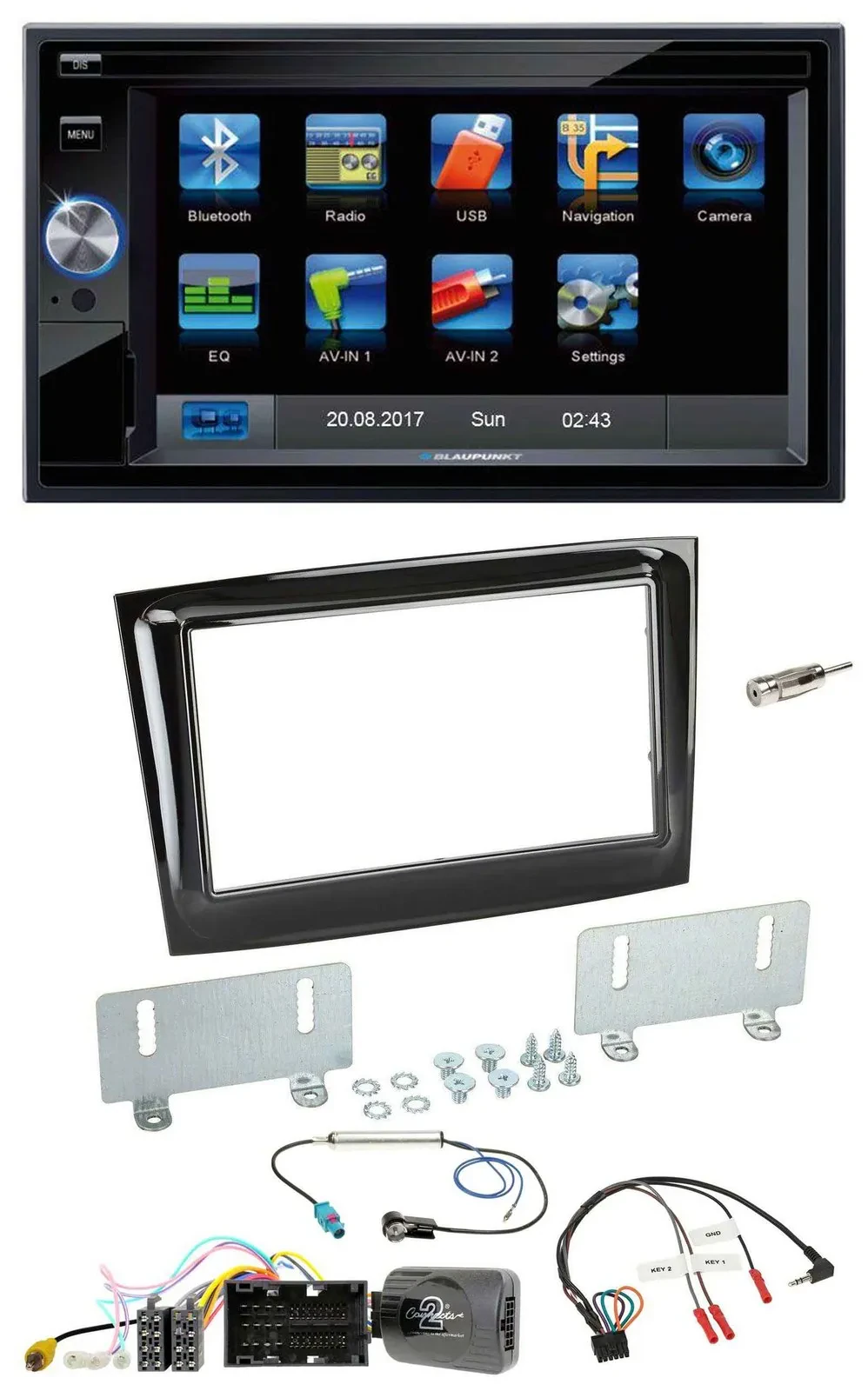 Blaupunkt SD USB TMC Bluetooth 2DIN Lenkrad Navigation für Fiat Doblo ab 15 pian